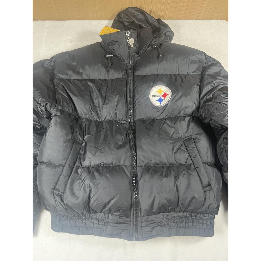 Vintage Pittsburgh Steelers Jacket Mens Medium‎ Black NFL Pro Player Down 90s